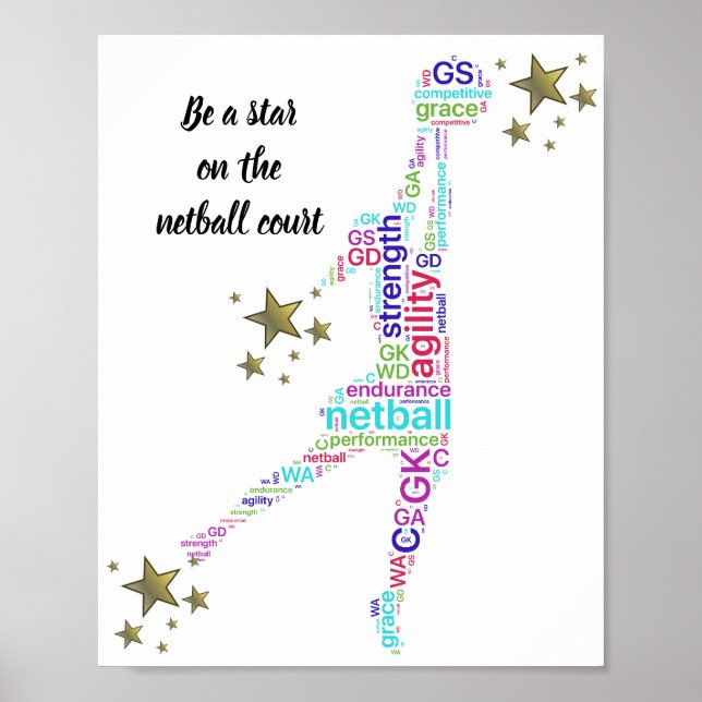 Motivierend Netball-Star-Angebot Poster (Vorne)