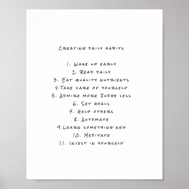 Motivierend Poster mit hilfreichen täglichen Erinn (Vorne)