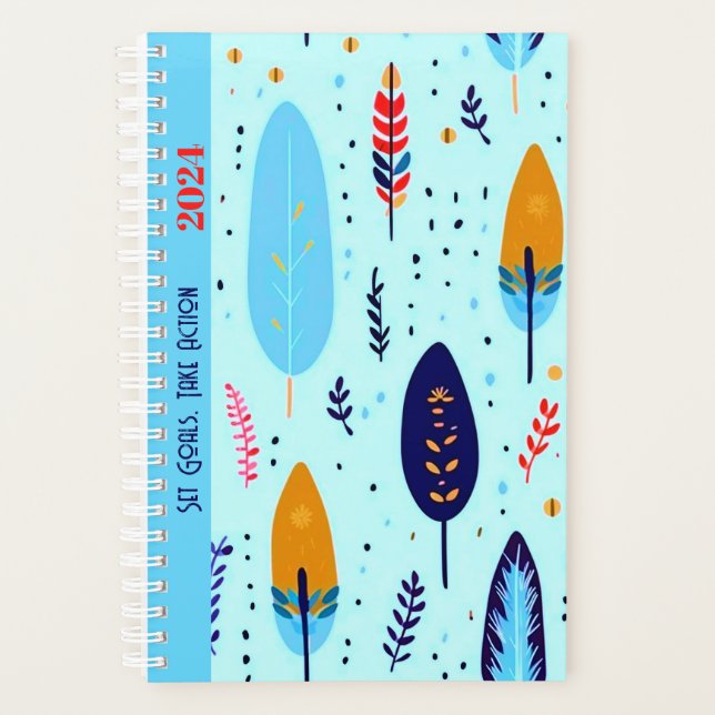 MOTIVIEREND QUOTE NIEDLICHE BLAU FARBE BOHO PATTER PLANER (Vorderseite)