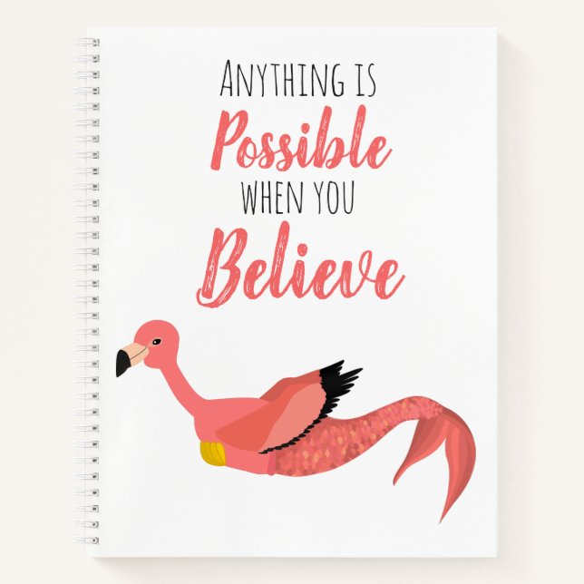 Motivierend rosa Flamingo Mermaid Inspiration Notizbuch (Vorderseite)