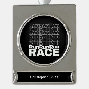 Motivierend Runner-In-Training-Zitat - Rennen lauf Banner-Ornament Silber