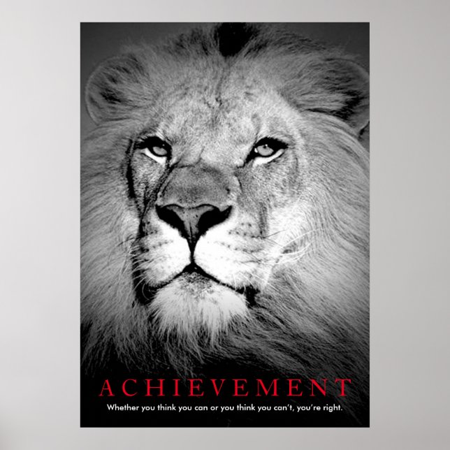 Motivierend Schwarz-Weiß-Lion Poster (Vorne)