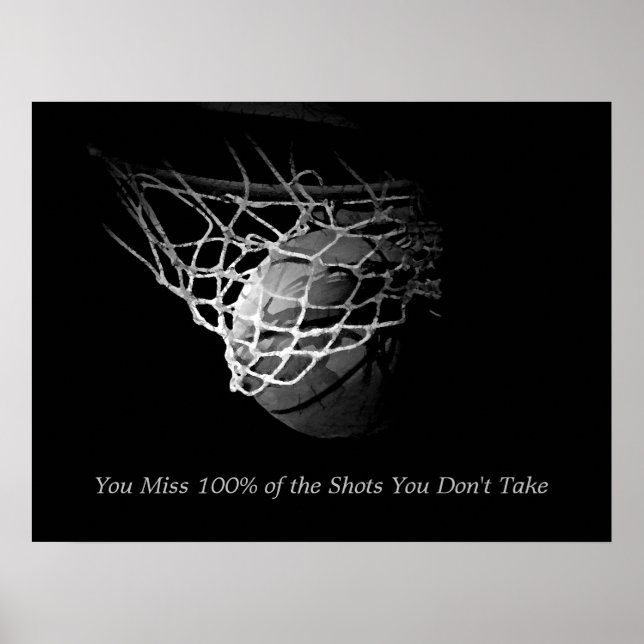 Motivierend schwarzes Zitat - Basketball Poster (Vorne)