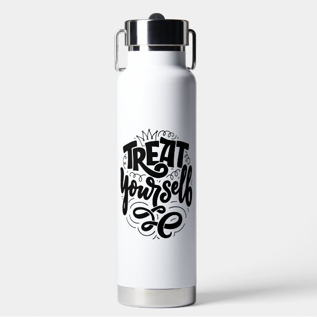 Motivierend schwarztypografisches Zitat Trinkflasche (Vorderseite)