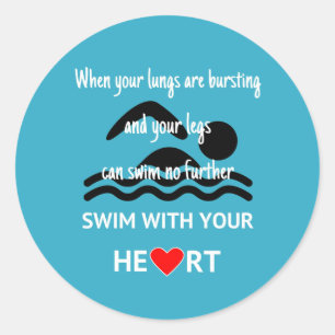 Motivierend Schwimmenblau Runder Aufkleber