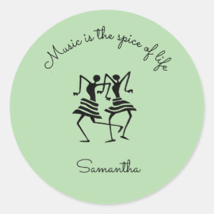 Motivierend, Silhouette Celebration Dancers Runder Aufkleber