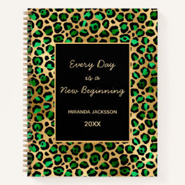 Motivierend Smaragdgrüner Goldleopard Notizbuch