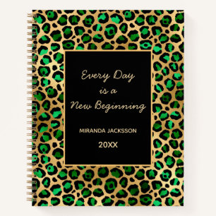 Motivierend Smaragdgrüner Goldleopard Notizbuch