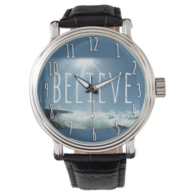 Motivierend Sprichwort glauben Armbanduhr (Vorderseite)