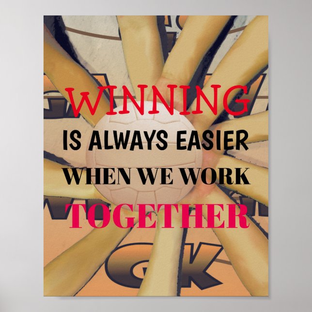 Motivierend Team-Slogan-Netball-Zitat Poster (Vorne)