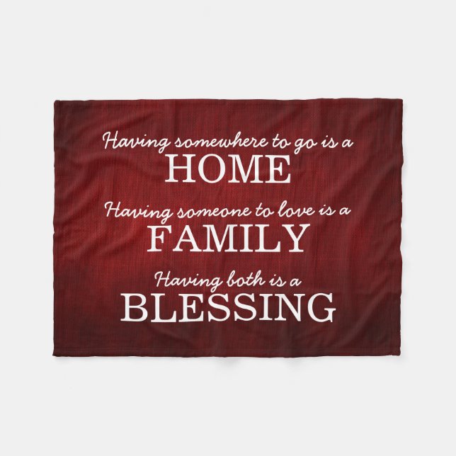 Motivierend Typografie-Familien-Zitat Fleecedecke (Vorderseite (Horizontal))