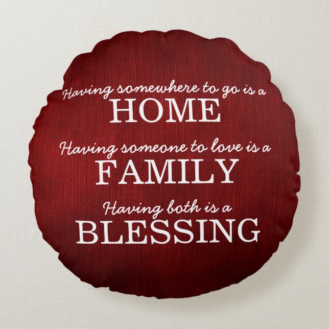 Motivierend Typografie-Familien-Zitat Rundes Kissen (Vorderseite)