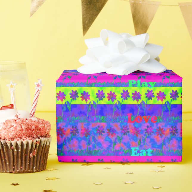 Motivierend und lebendige Kunst, Liebe & Spiel Geschenkpapier (Geburtstagsparty)