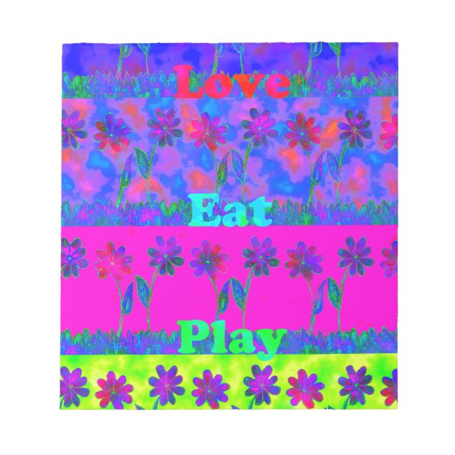 Motivierend und lebendige Kunst, Liebe & Spiel Notizblock (Vorderseite)