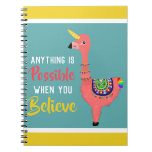 Motivierend Unicorn Flamingo Lama Glaube Zitat Notizblock