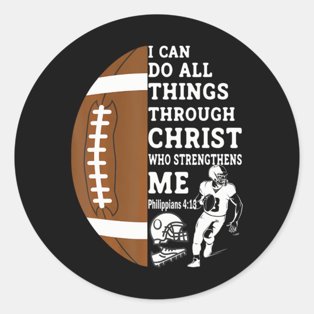 Motivierend Verse Christliche Geschenke Fußball Runder Aufkleber (Vorderseite)