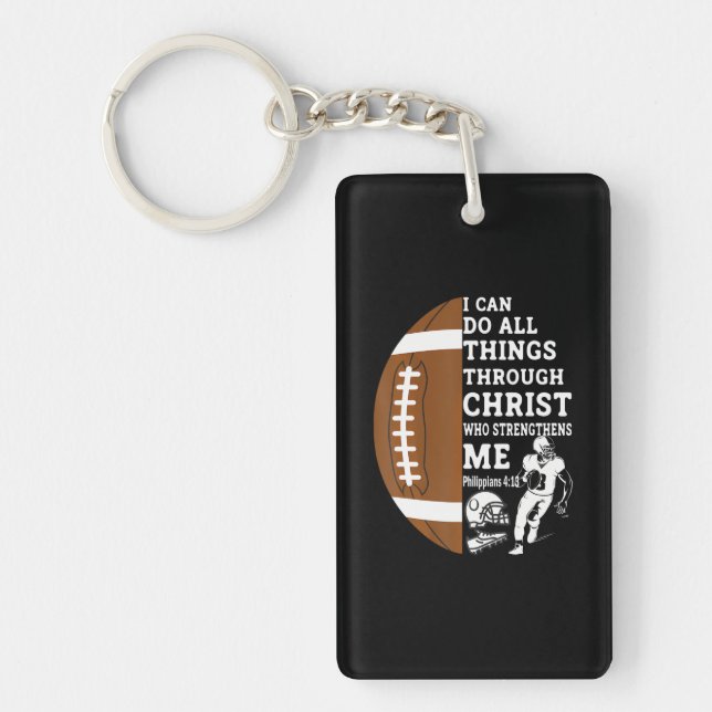 Motivierend Verse Christliche Geschenke Fußball Schlüsselanhänger (Vorderseite)