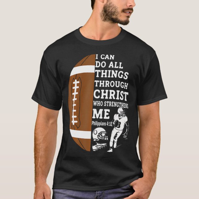 Motivierend Verse Christliche Geschenke Fußball T-Shirt (Vorderseite)
