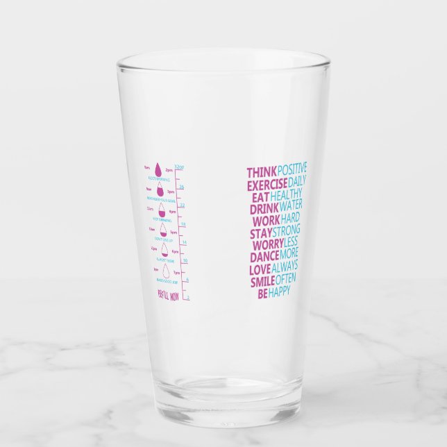 Motivierend Wassertracker Glas (Vorderseite)