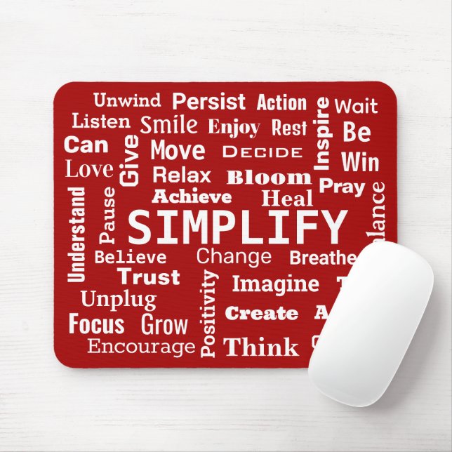 Motivierend Word Cloud on Red Mousepad (Mit Mouse)