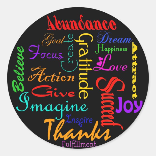 Motivierend Word Collage Stickers (Vorderseite)