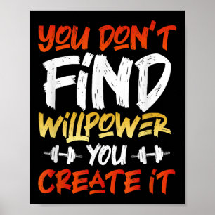 Motivierend Workout Willpower Zitat Dumbell Grab Poster