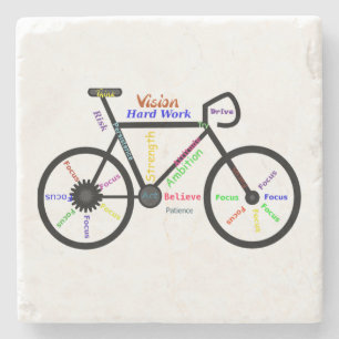 Motivierend Worte, Fahrrad, Fahrrad, Radfahrer, Ra Steinuntersetzer