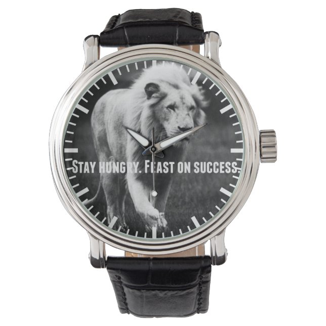 Motivierend Worte - Hunger Bleibe, Erfolgserlebnis Armbanduhr (Vorderseite)
