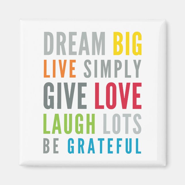 MOTIVIEREND WORTE ZUM LEBEN DURCH moderne Typograf Magnet (Vorne)