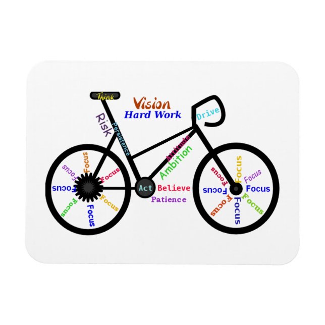 Motivierend Wörter, Fahrrad, Fahrrad, Fahrrad Magnet (Horizontal)