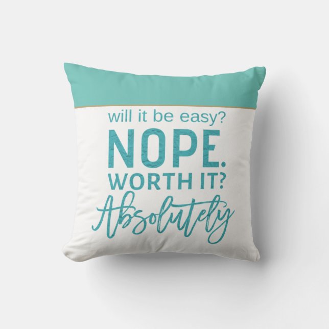 Motivierend Zitat/Aquamarine Typografie Kissen (Vorderseite)