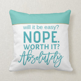 Motivierend Zitat/Aquamarine Typografie Kissen