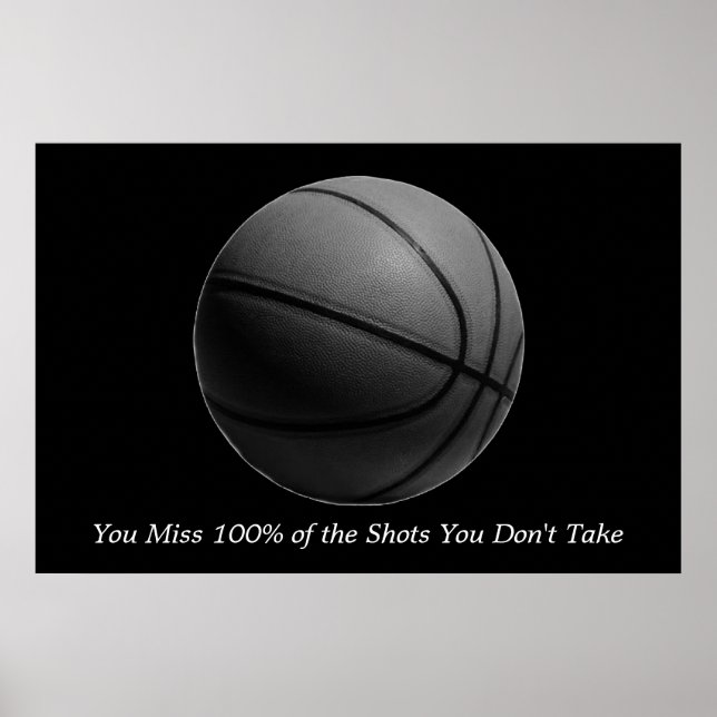 Motivierend Zitat Basketball Schwarz/Weiß Poster (Vorne)