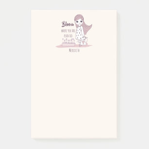 motivierend Zitat "Bloom where you be pflanzed" Post-it Klebezettel