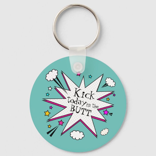 Motivierend Zitat Comic Buchexplosion Schlüsselanhänger (Vorderseite)