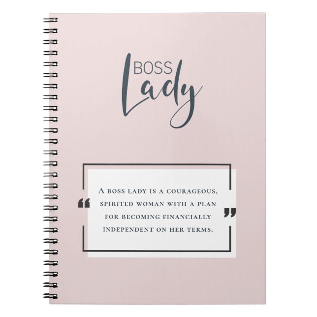 Motivierend Zitat des Boss Lady-Logos Rosa Notizblock (Vorderseite)