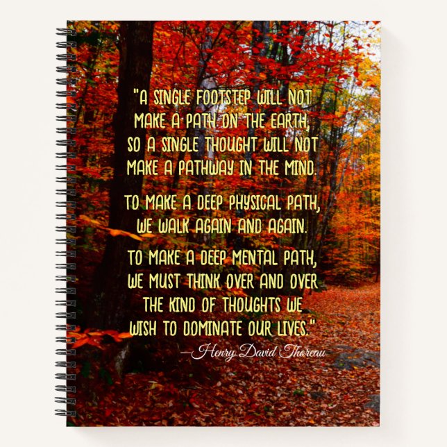 Motivierend Zitat Herbst Woods New Hampshire Notizbuch (Vorderseite)