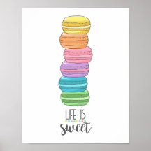 Motivierend Zitat Leben ist Sweet Macarons Küche