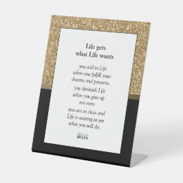 Motivierend Zitat Luxe Gold Glitzer und Black Sockelschild