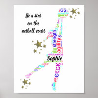 Motivierend Zitat-Netball-Star-Poster