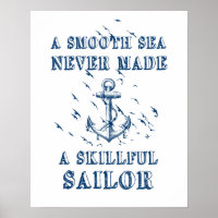 Motivierend Zitat-Poster Nautischer Anker Blau