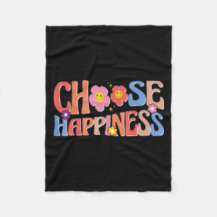 Motivierend Zitat Retro Groovy Wählen Sie Glück Fleecedecke