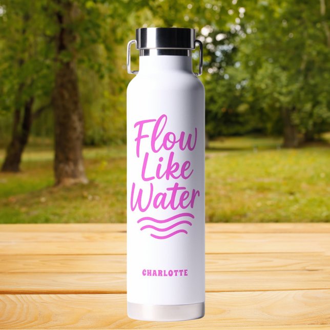 Motivierend Zitat rosa Strömung wie Wasseryoga Trinkflasche (Von Creator hochgeladen)
