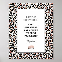 Motivierend Zitat Rose Gold Leopard Muster