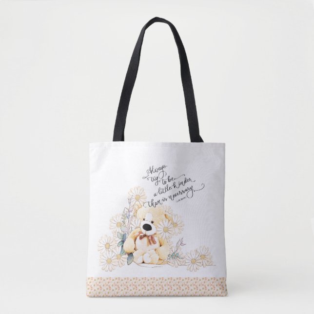 Motivierend Zitat Teddy Bear Floral Tasche (Vorderseite)