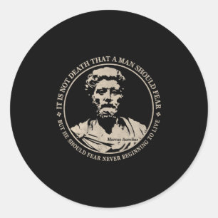 Motivierend Zitat von Marcus Aurelius über Angst Runder Aufkleber