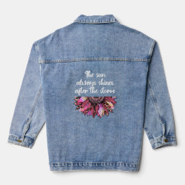 Motivierend Zitat von Sonnenblumen Jeansjacke
