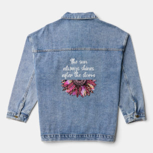Motivierend Zitat von Sonnenblumen Jeansjacke