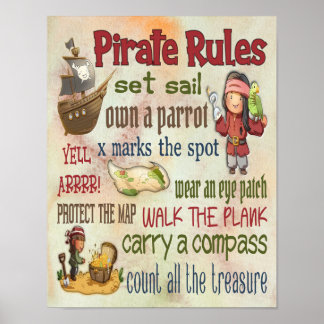 Motivierend Zitate der Piratenregeln - Poster 11x1