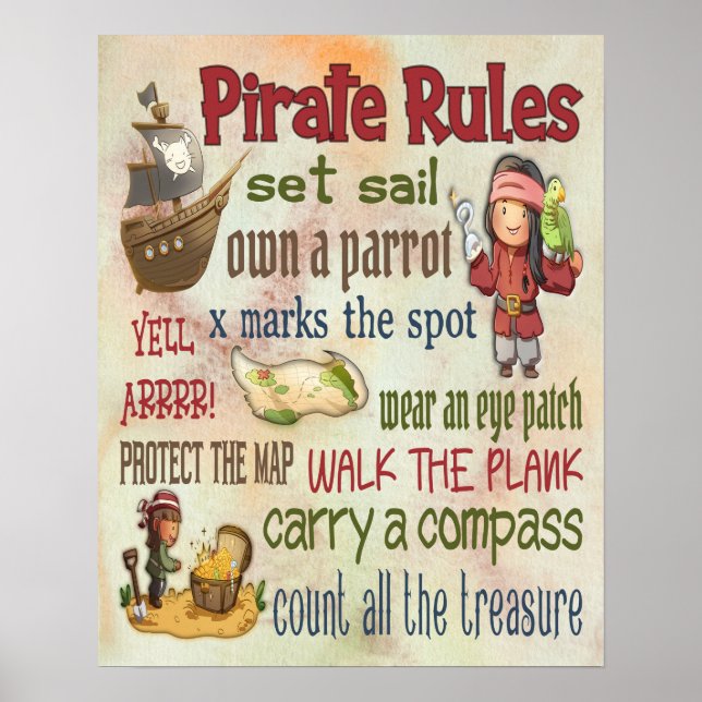 Motivierend Zitate der Piratenregeln - Poster 16x2 (Vorne)